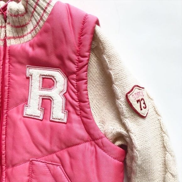 Roots pink quilt/ knit sleeve mix jacket EUC 4T - Picture 3 of 6